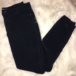 Deep navy blue corduroy skinny jeans.